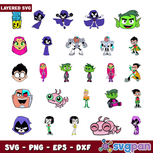 Teen Titans Go SVG Bundle Layered Character Files