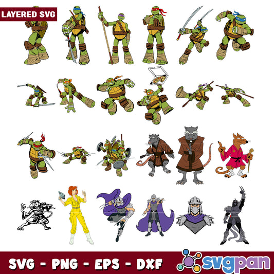 Teenage Mutant Ninja Turtles Layered SVG Bundle