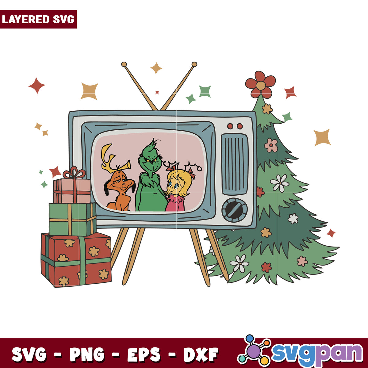Televison grinch on christmas svg, new year grinch svg, christmas season svg