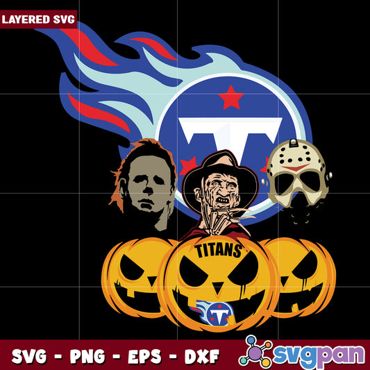 Tenesses Titans halloween pumpkin svg, funny halloween svg, spooky characters svg