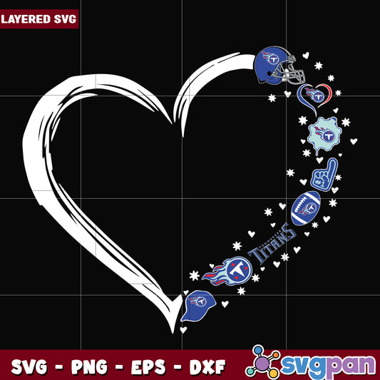 Tennessee Titans heart svg, nfl divisons​ svg, nfl combine​ svg