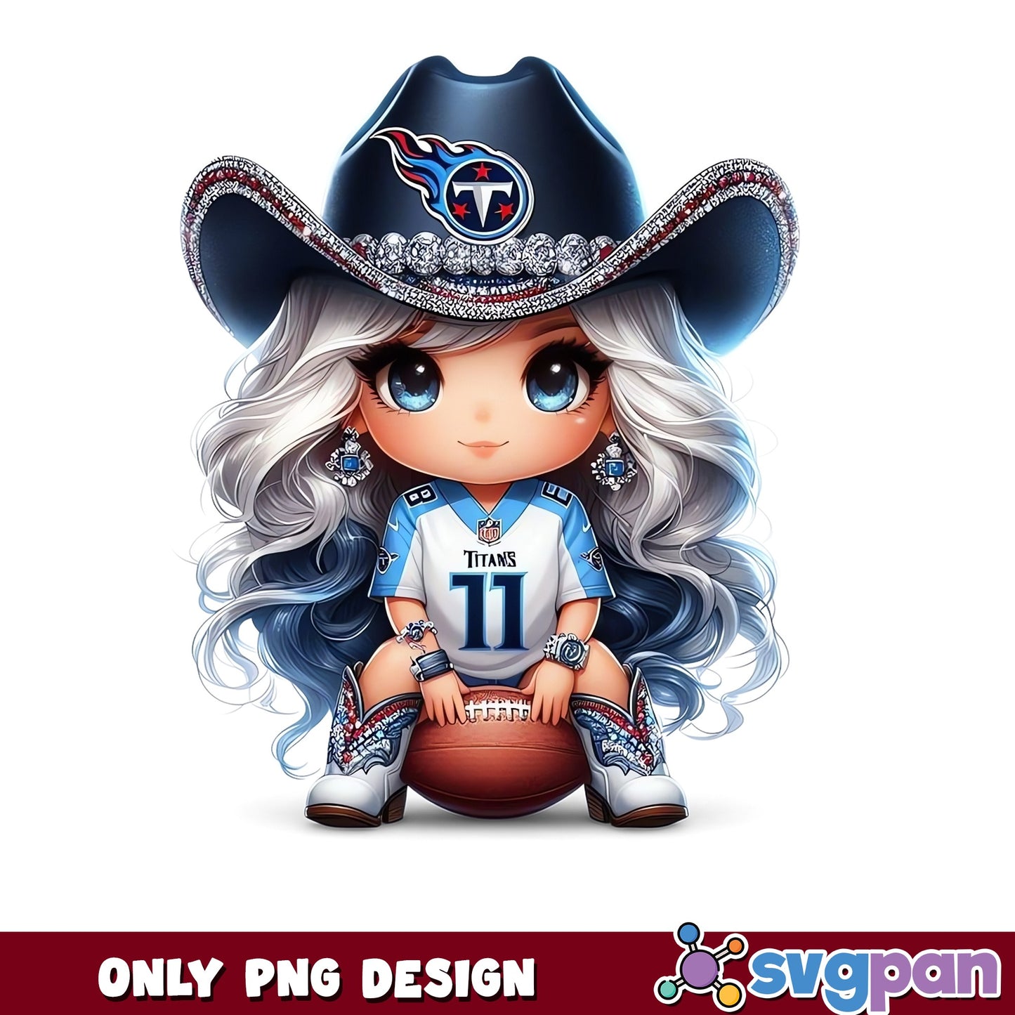 Tennessee Titans Cowgirl PNG, NFL Cute Girl PNG, Football PNG