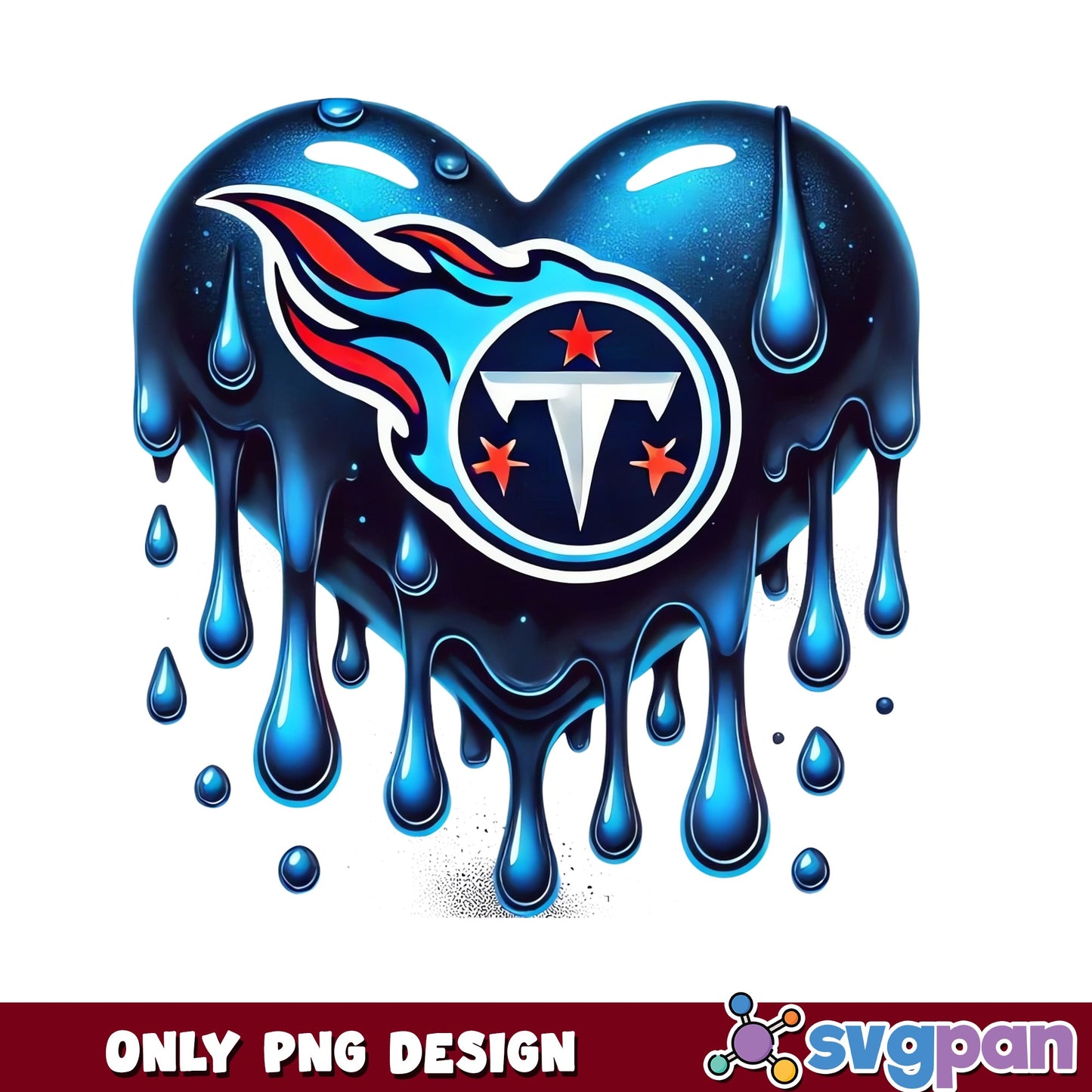 Tennessee Titans Dripping Heart PNG, NFL Football PNG, Titans Logo PNG