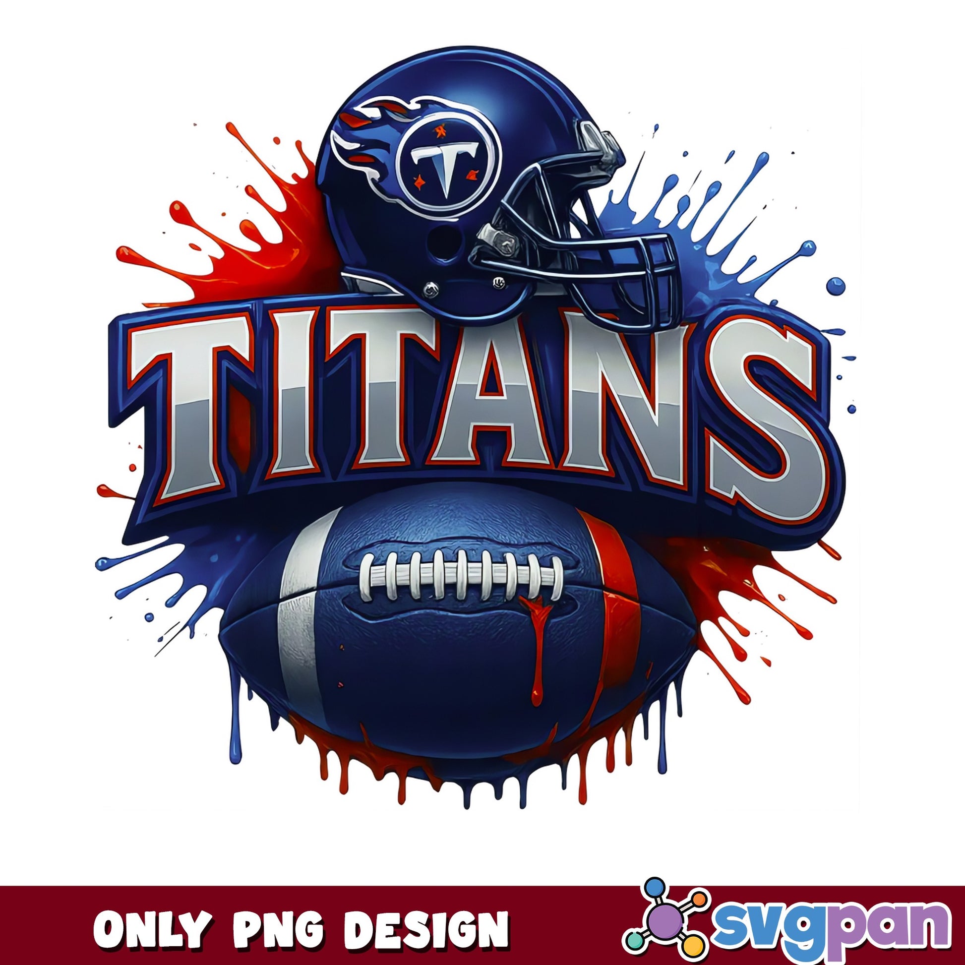 Tennessee Titans PNG, NFL Football Helmet Drip Design, PNG