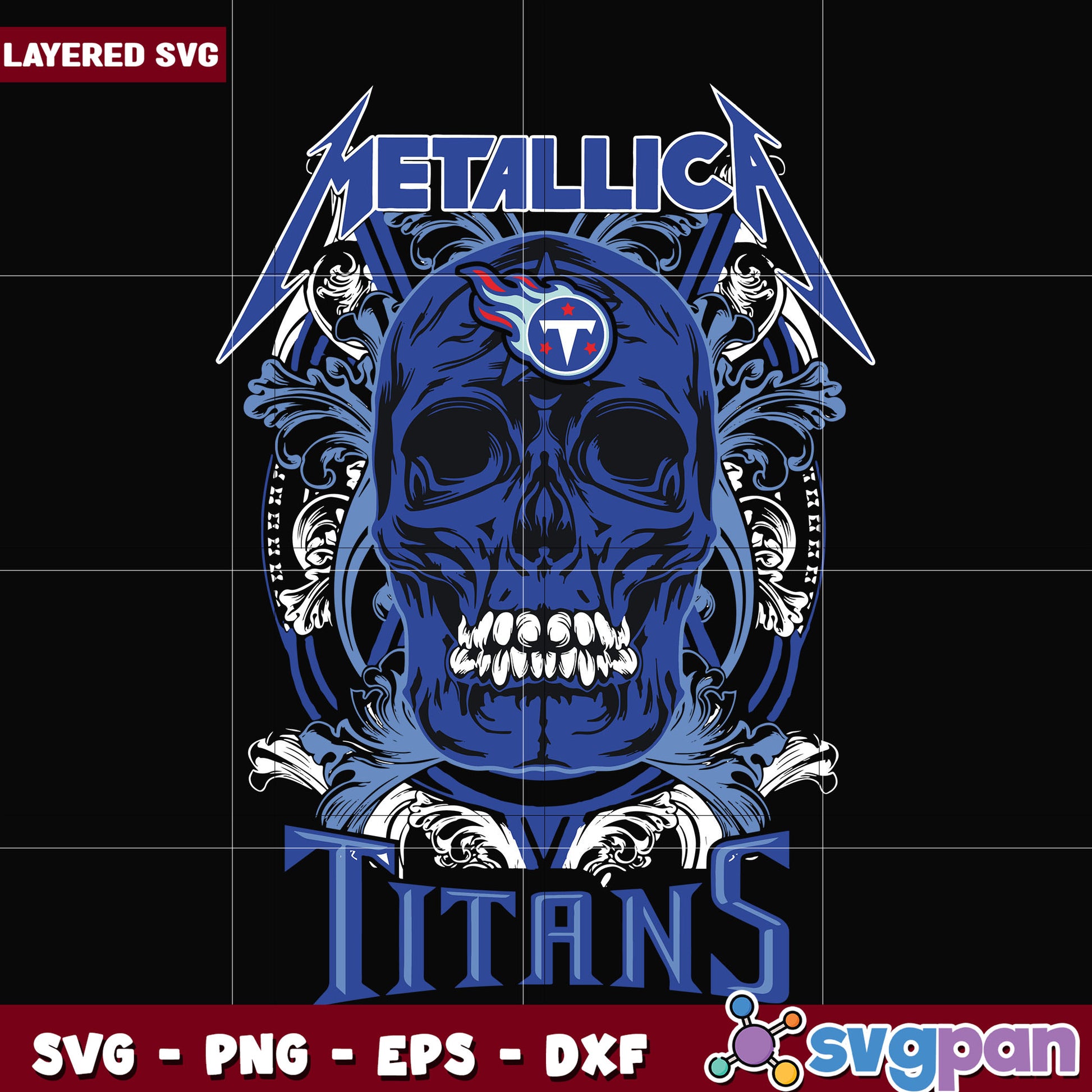 Tennessee titans skull metallica svg, ameircan sports svg, nfl teams logo svg