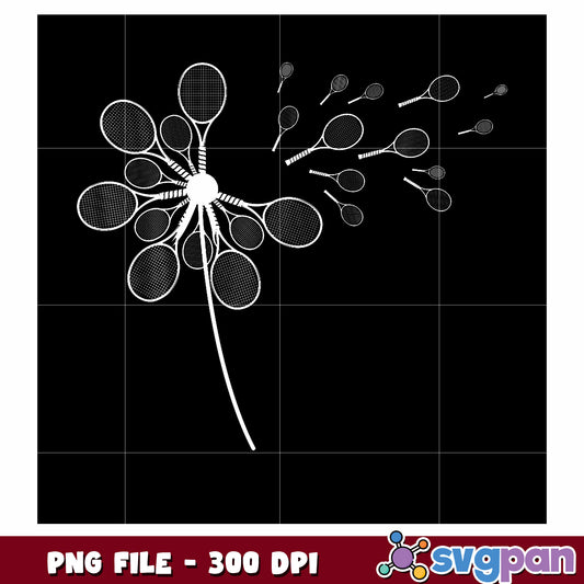 Tennis stick flower png, creative plant png, playful floral design png