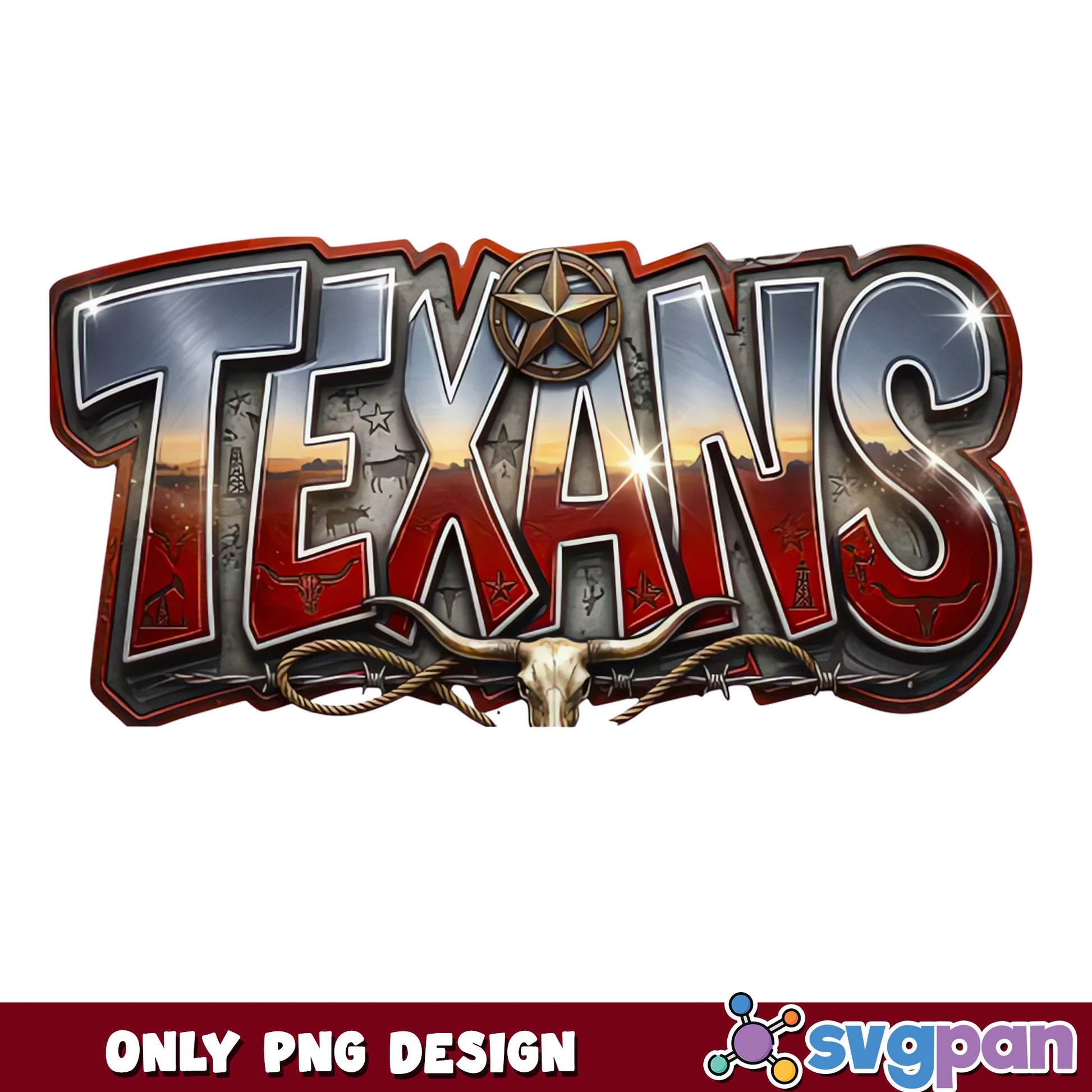 Texans Longhorn Bull Skull PNG, Texas Western PNG, Lone Star PNG