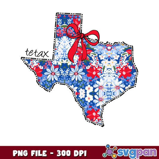 Texas Floral PNG 300 DPI - Patriotic Design