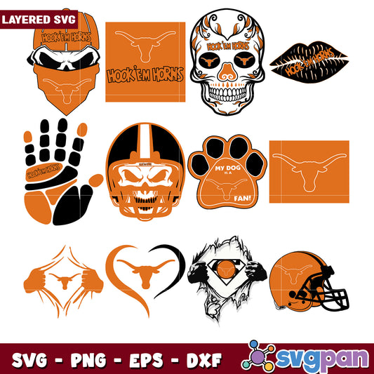 Texas Longhorns Bundle SVG Designs for Fans and Crafts