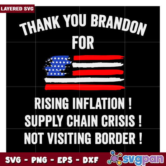 Thank You Brandon SVG Design, Highlighting Inflation and Crisis