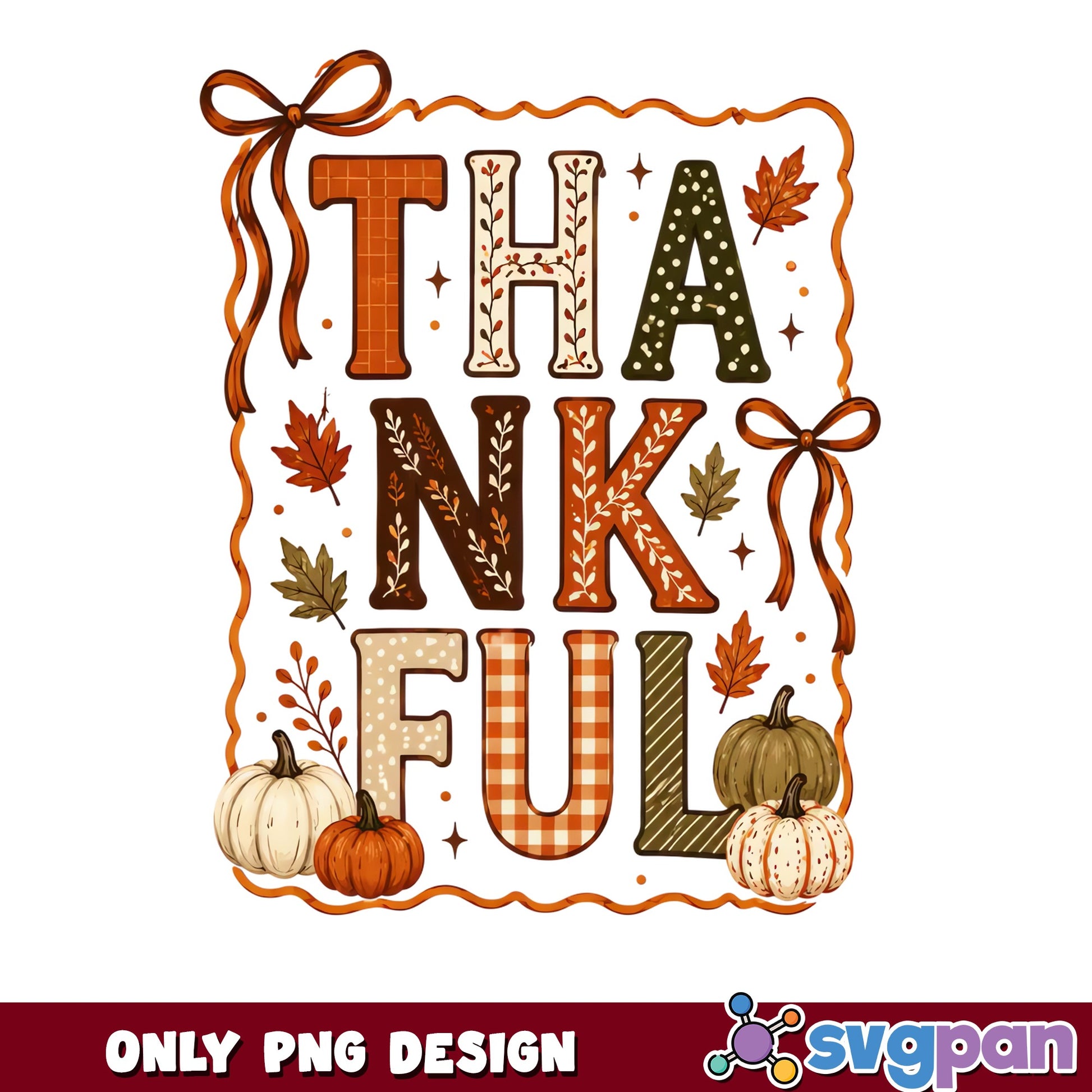 Thankful PNG, Thanksgiving Fall Pumpkin PNG, Autumn PNG