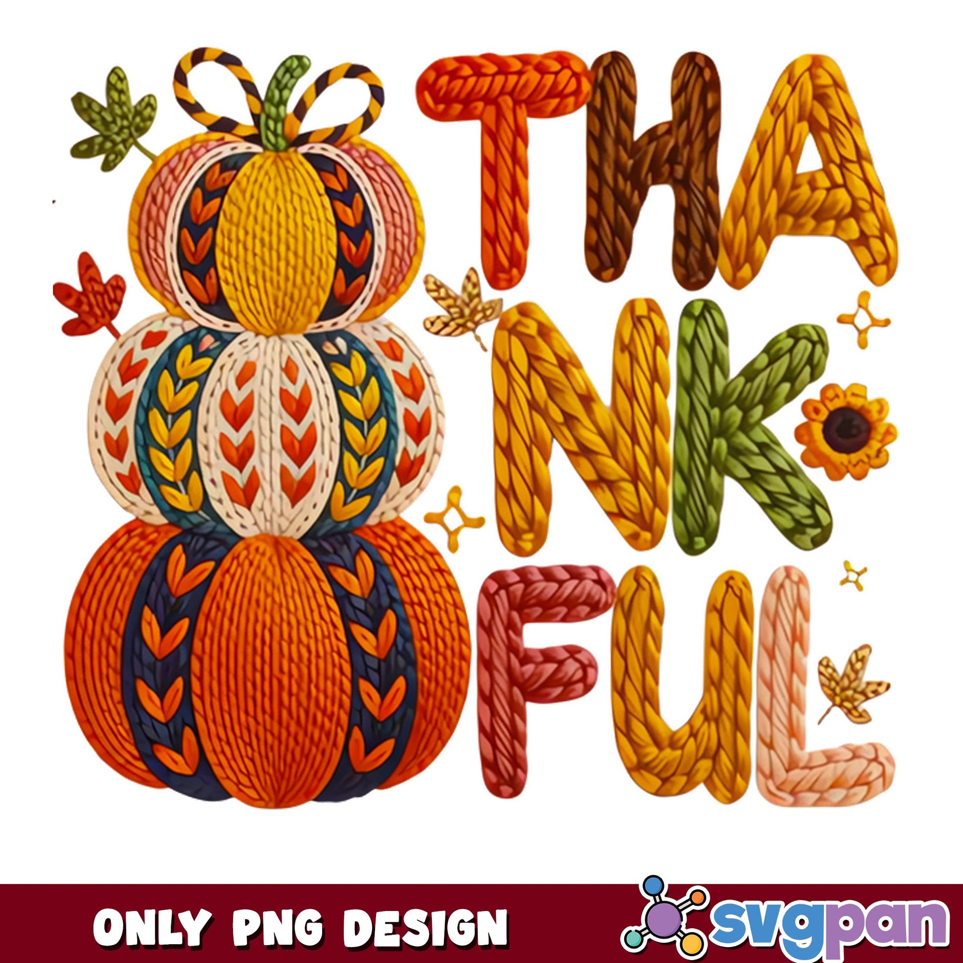 Thankful Pumpkin Stack PNG, Thanksgiving Fall PNG, Autumn PNG
