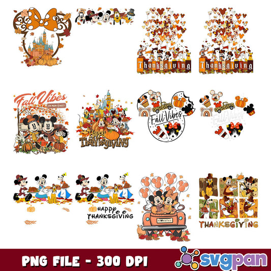 Thanksgiving Disney PNG Bundle 300 DPI
