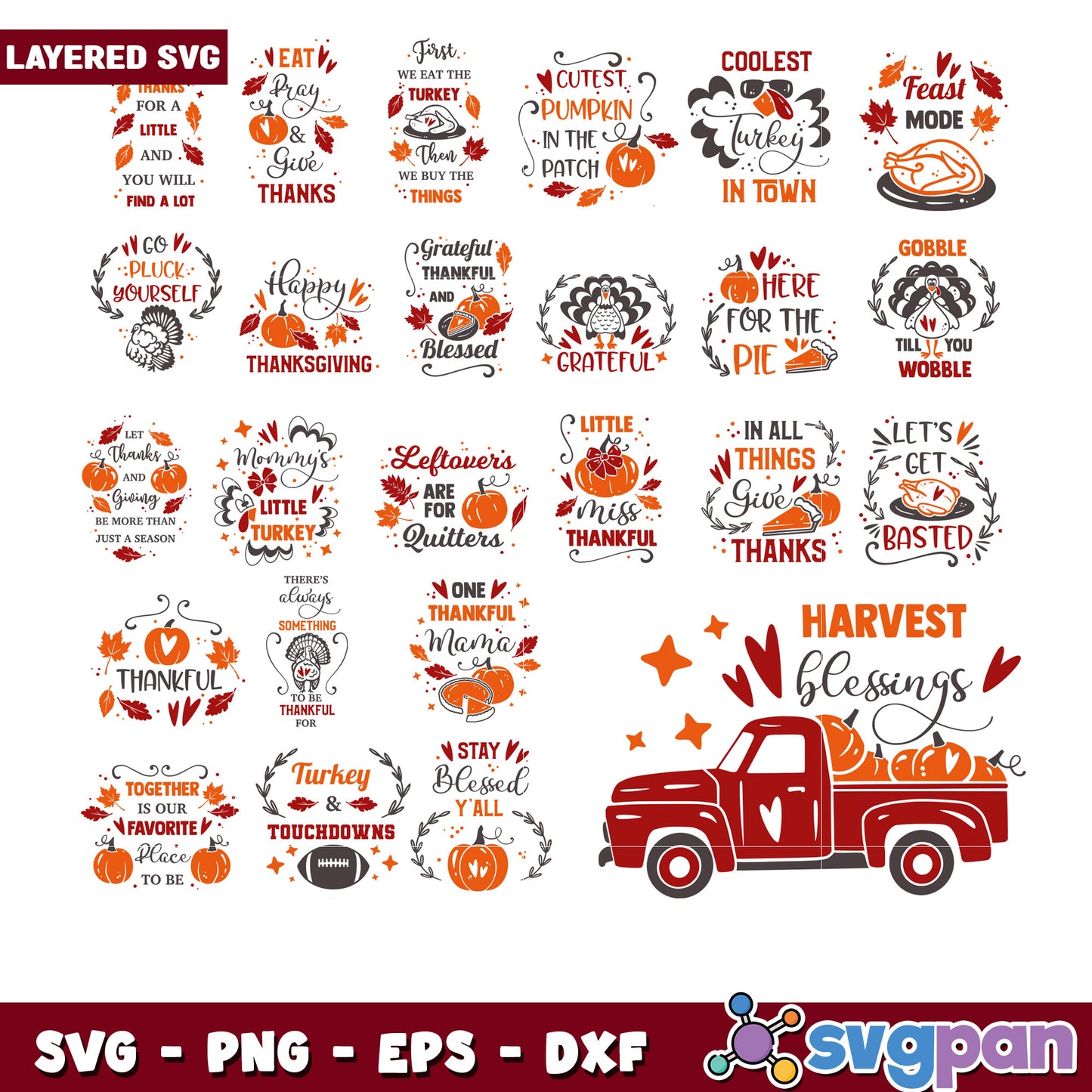 Thanksgiving SVG Bundle 20 Designs