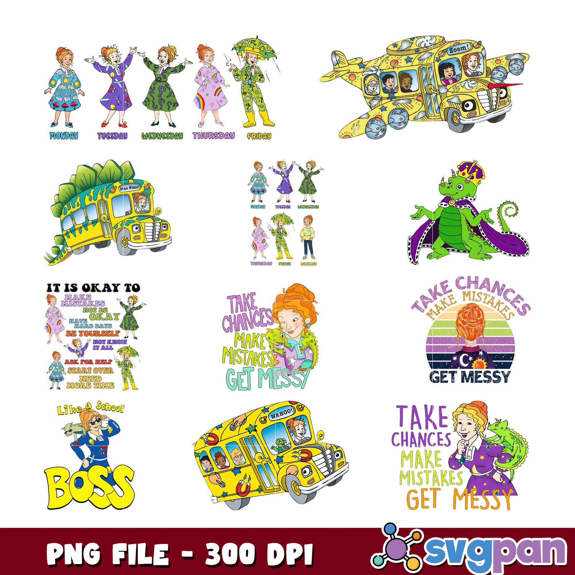 The Magic School Bus PNG Bundle 300 DPI
