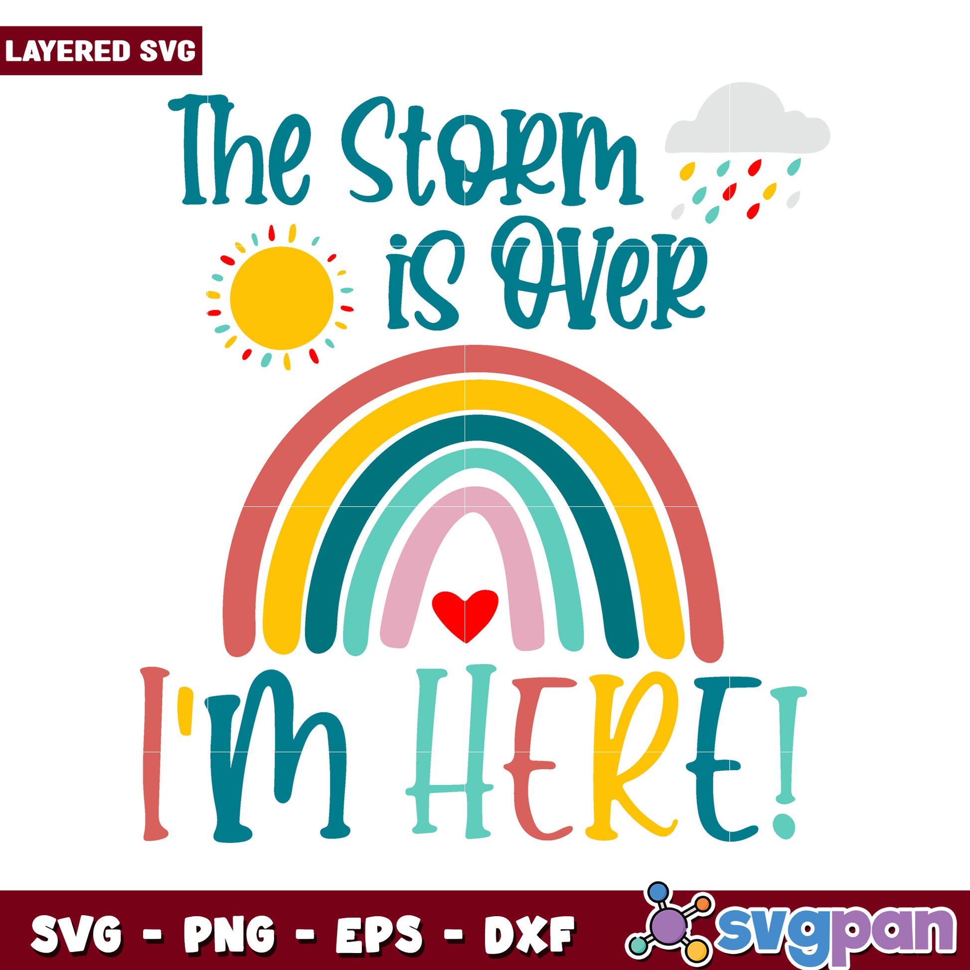 The Storm is Over Rainbow SVG Design, Colorful Layered Graphic