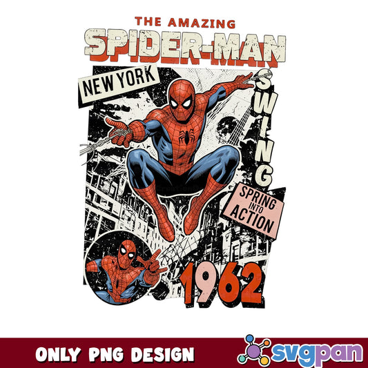 The Amazing Spider-Man PNG, Marvel Superhero PNG, Retro Comic PNG