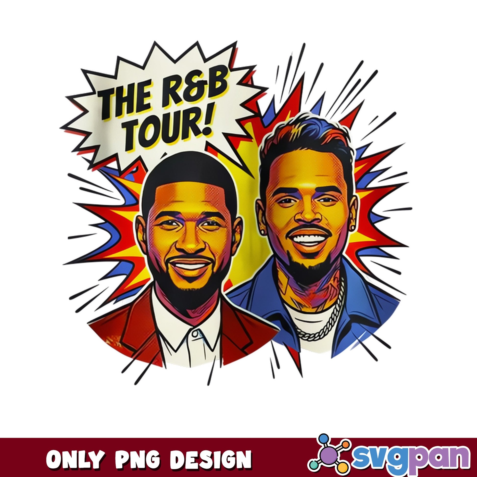 The RnB Tour Comic PNG, Usher Chris Brown PNG, Music Tour PNG
