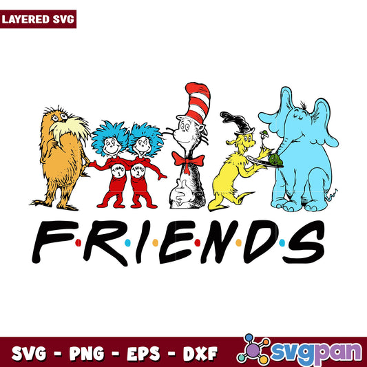 The cat in the hat and friends svg, Dr. seuss characters svg, Digital Download