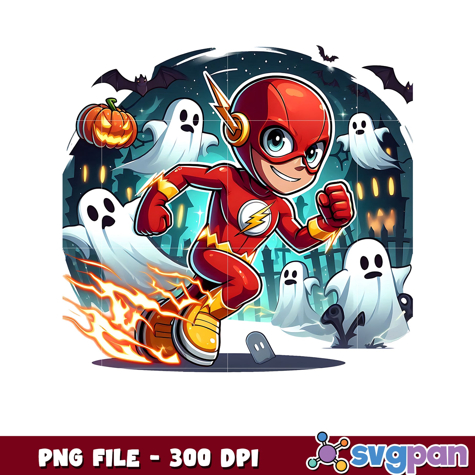 The flash halloween ghoul png, spooky characters png, dc comic halloween​​ ​png