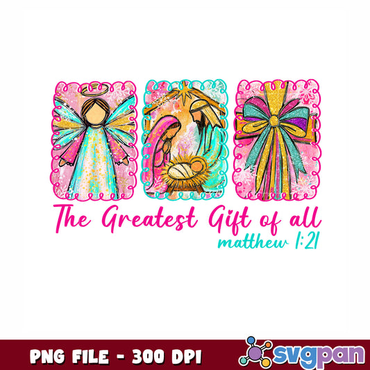 The greatest gift of all time png, christmas png, stitch funny png