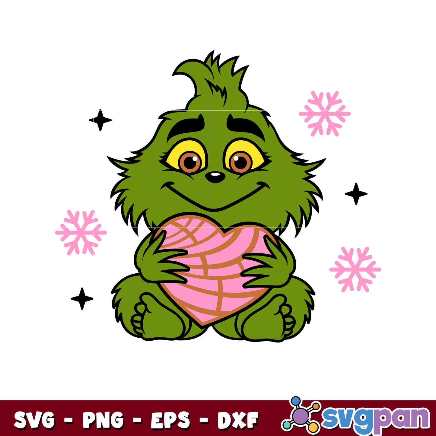 The grinch baby with concha christmas svg, baby grinch svg