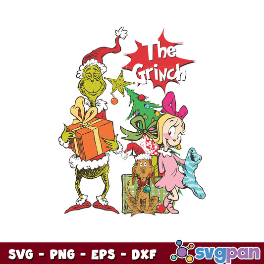 The grinch friends with present christmas svg