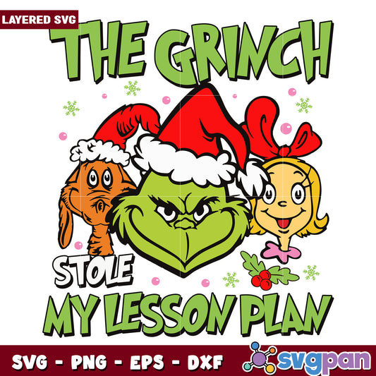 The grinch stole my lesson plan svg, grinch clipart svg, christmas grinch svg