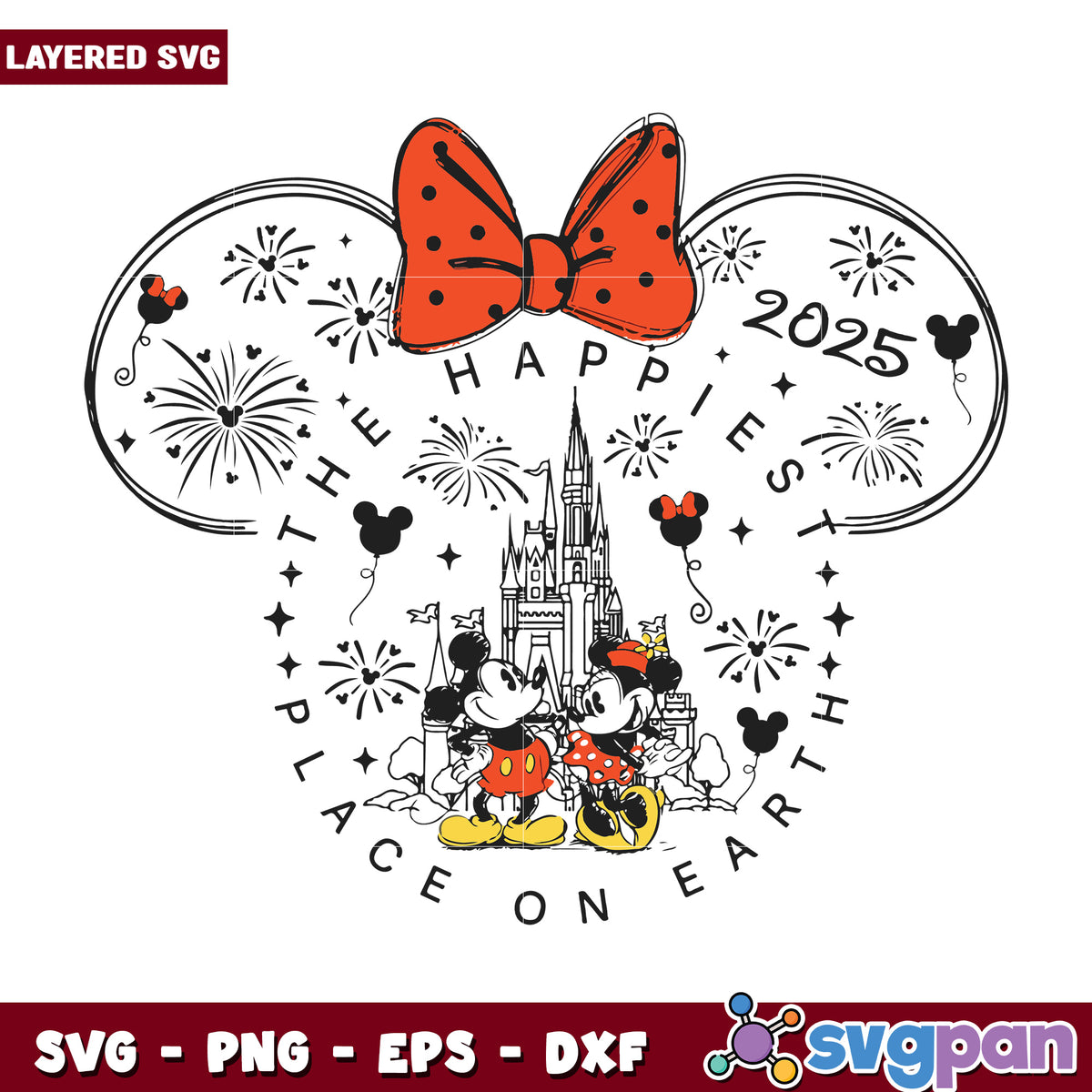 The happiest place on earth minnie svg, disney movies svg, family vacation svg