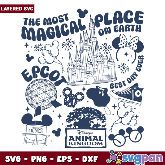 The most magical place on earth png, disneyland png, disney pixar png