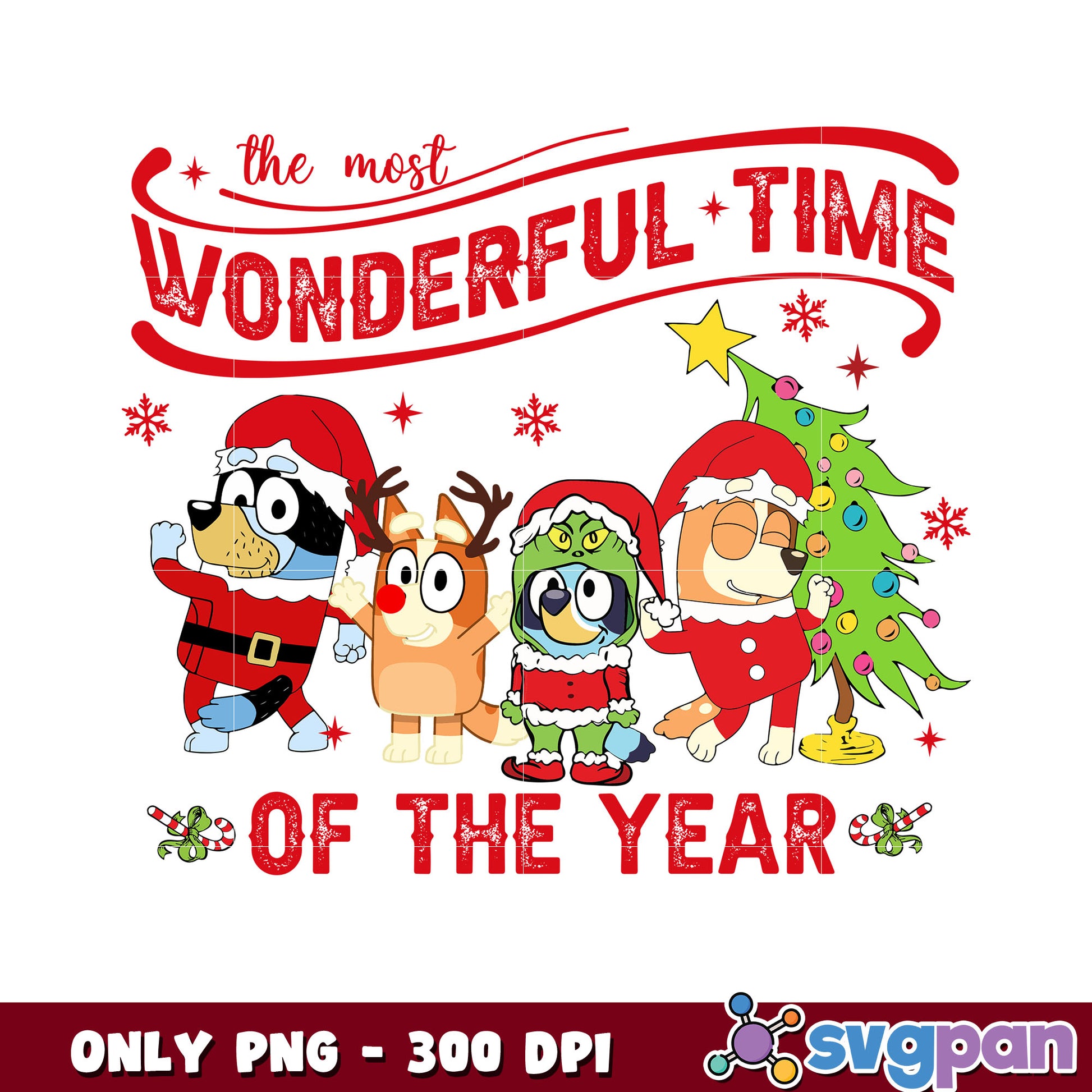 The most wonderful time of the year bluey, bluey friends png