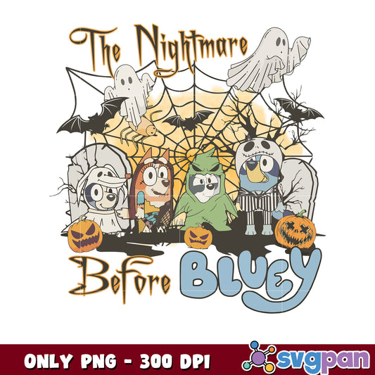 The nightmare before bluey cartoon png, bluey and friends​ png