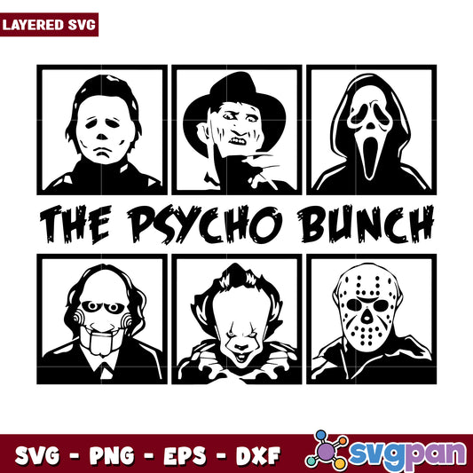 The psycho bunch svg, scary autumn svg, spooky characters svg