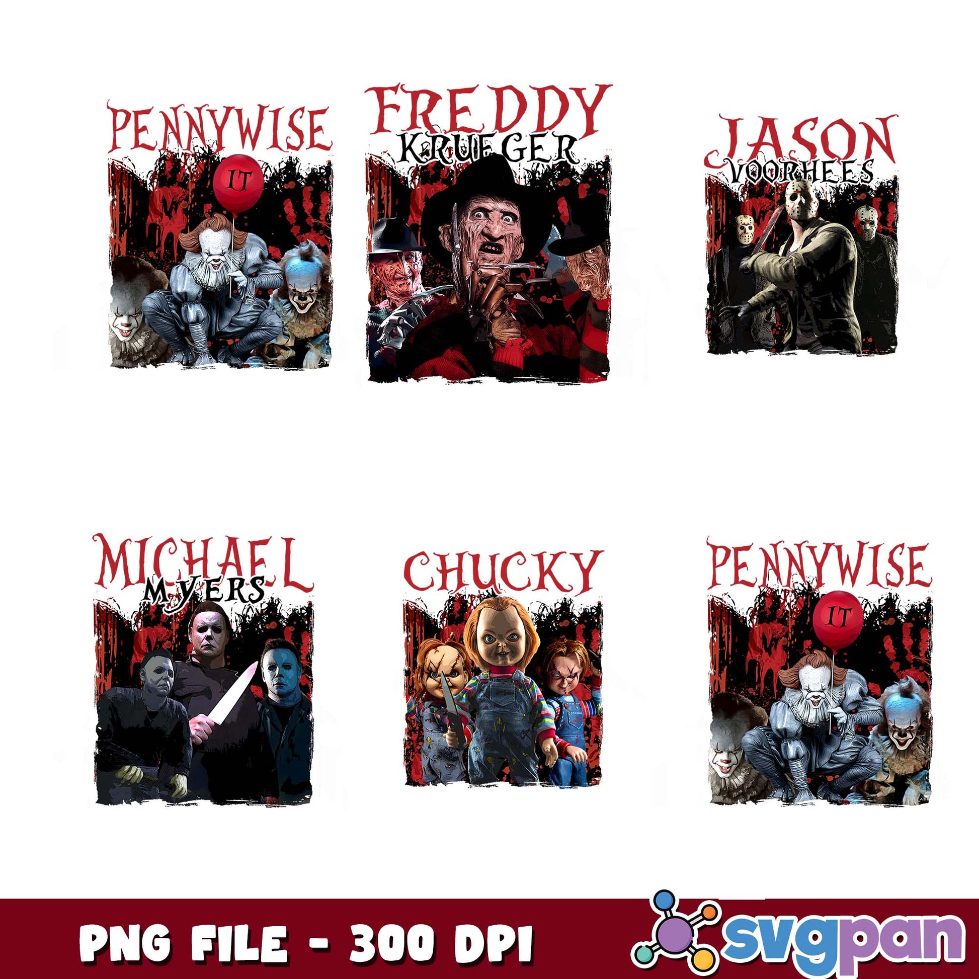 The red killer halloween png bundle