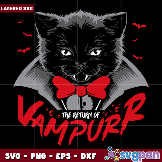The return of vampurr halloween cat vampire svg, scary autumn svg, spooky characters svg