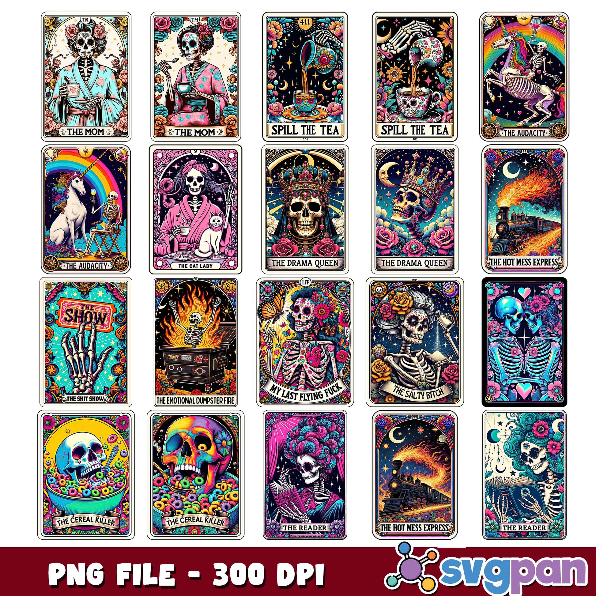 The skeleton card png bundle