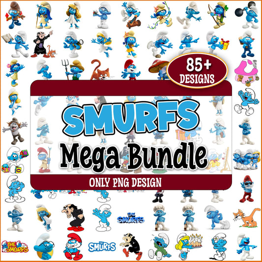 The smurfs design png bundle