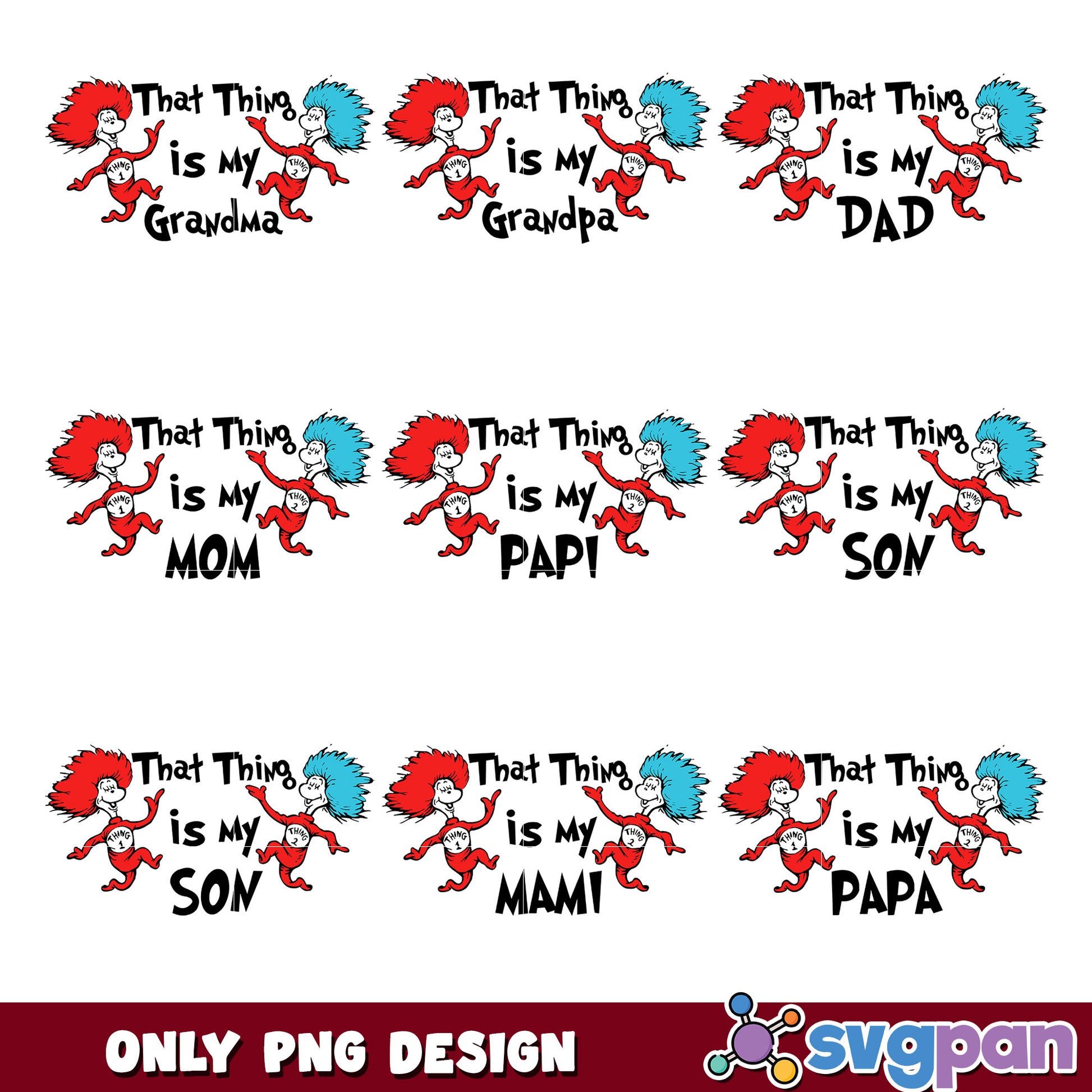 Thing 1 & 2 Family PNG Bundle