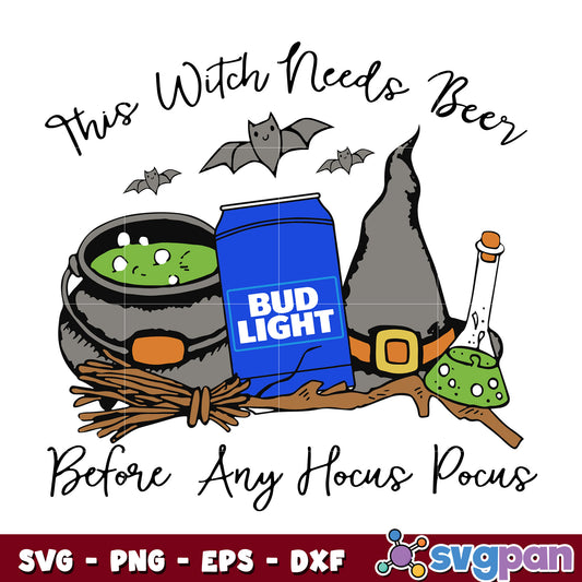 This Witch Needs Beer Bud Light svg