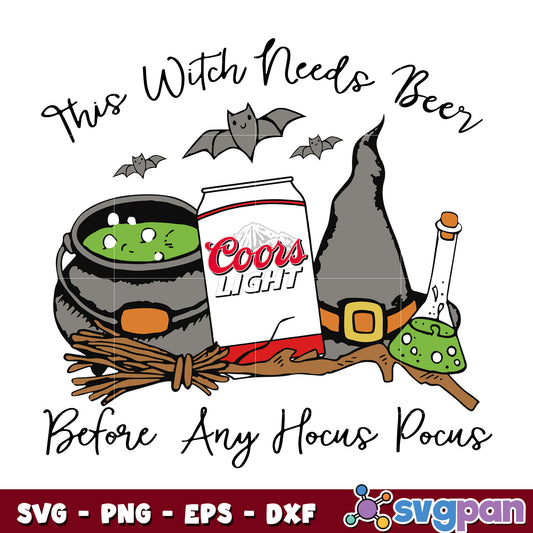 This Witch Needs Beer Coors Light svg
