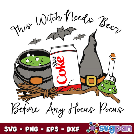 This Witch Needs Beer Diet Coke svg