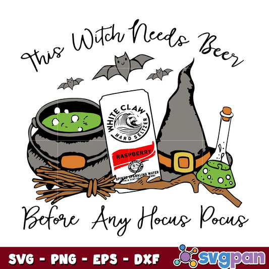This Witch Needs Beer White Claw svg