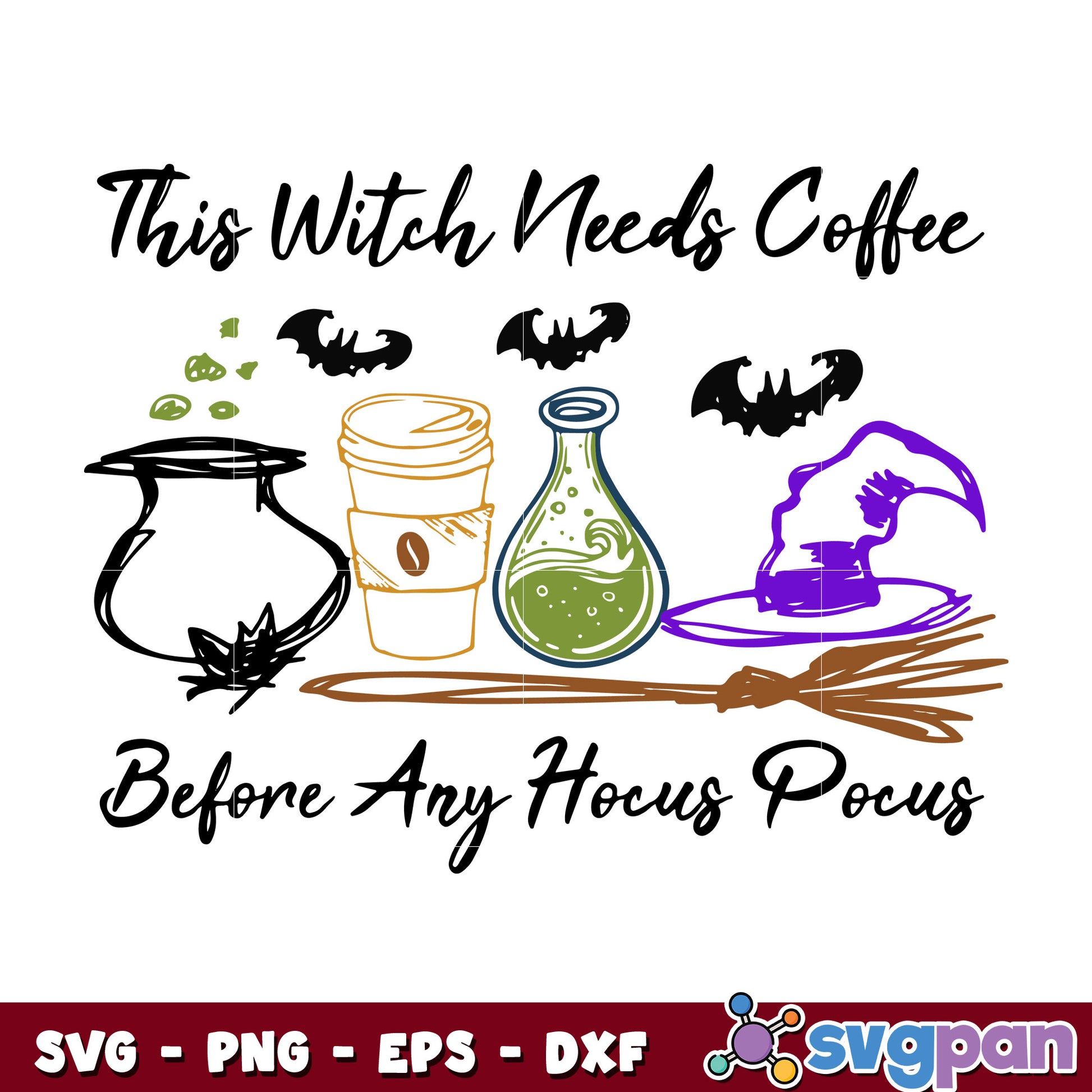 This Witch Needs Coffee Draw svg 