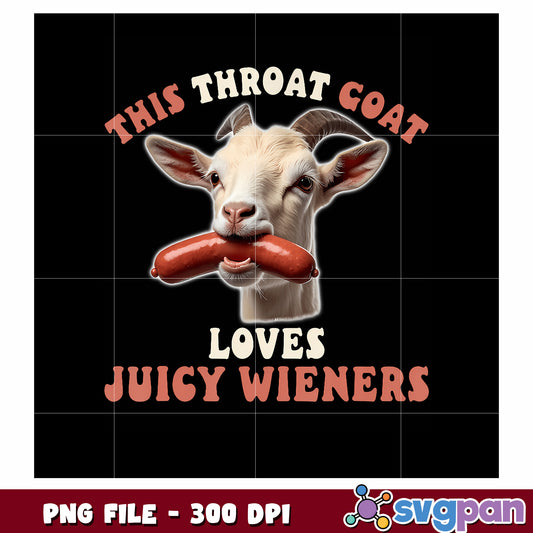 This throat goat loves juicy wieners, funny animal png, silly cartoon png
