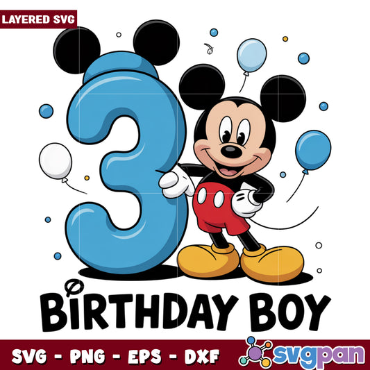 Three birthday boy mickey png, disney characters png, mickey mouse png