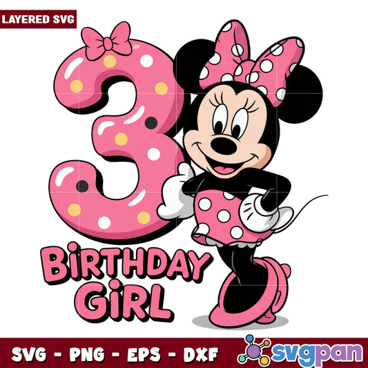 Three years old girl png, disney cartoons png, minnie mouse png