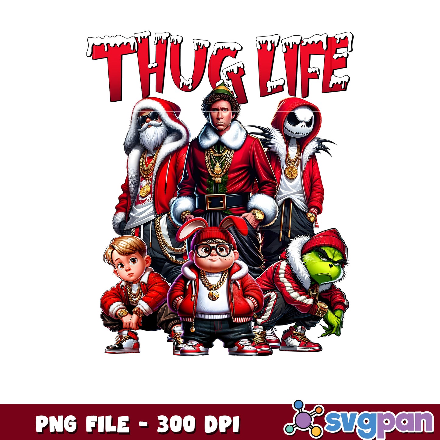 Thug life christmas png, christmas cartoons png, christmas tree png