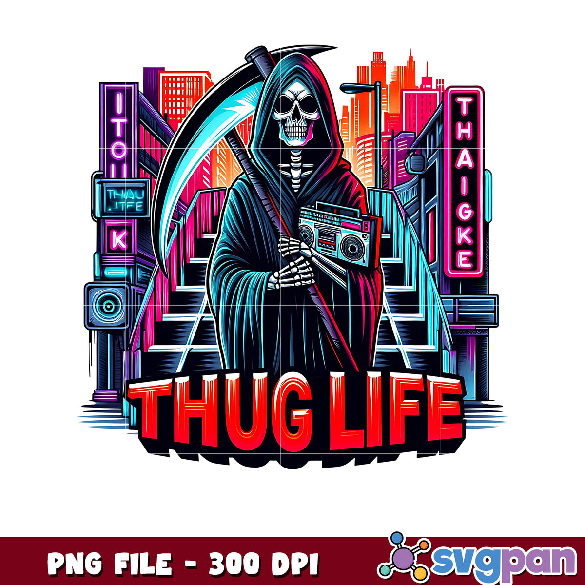 Thug life death design png, halloween vacation png, halloween toys png