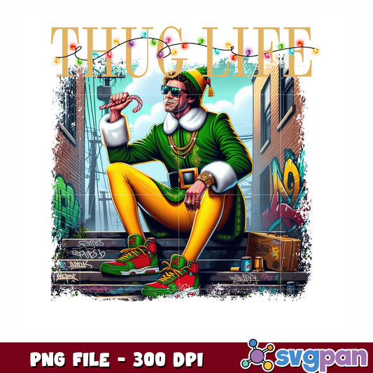 Thug life elf png, christmas gifts png, green elf png