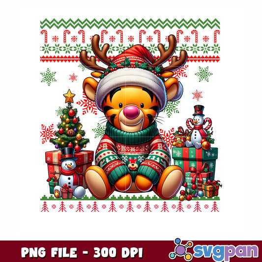 Tigger christmas png, christmas cartoons png, tigger cute png